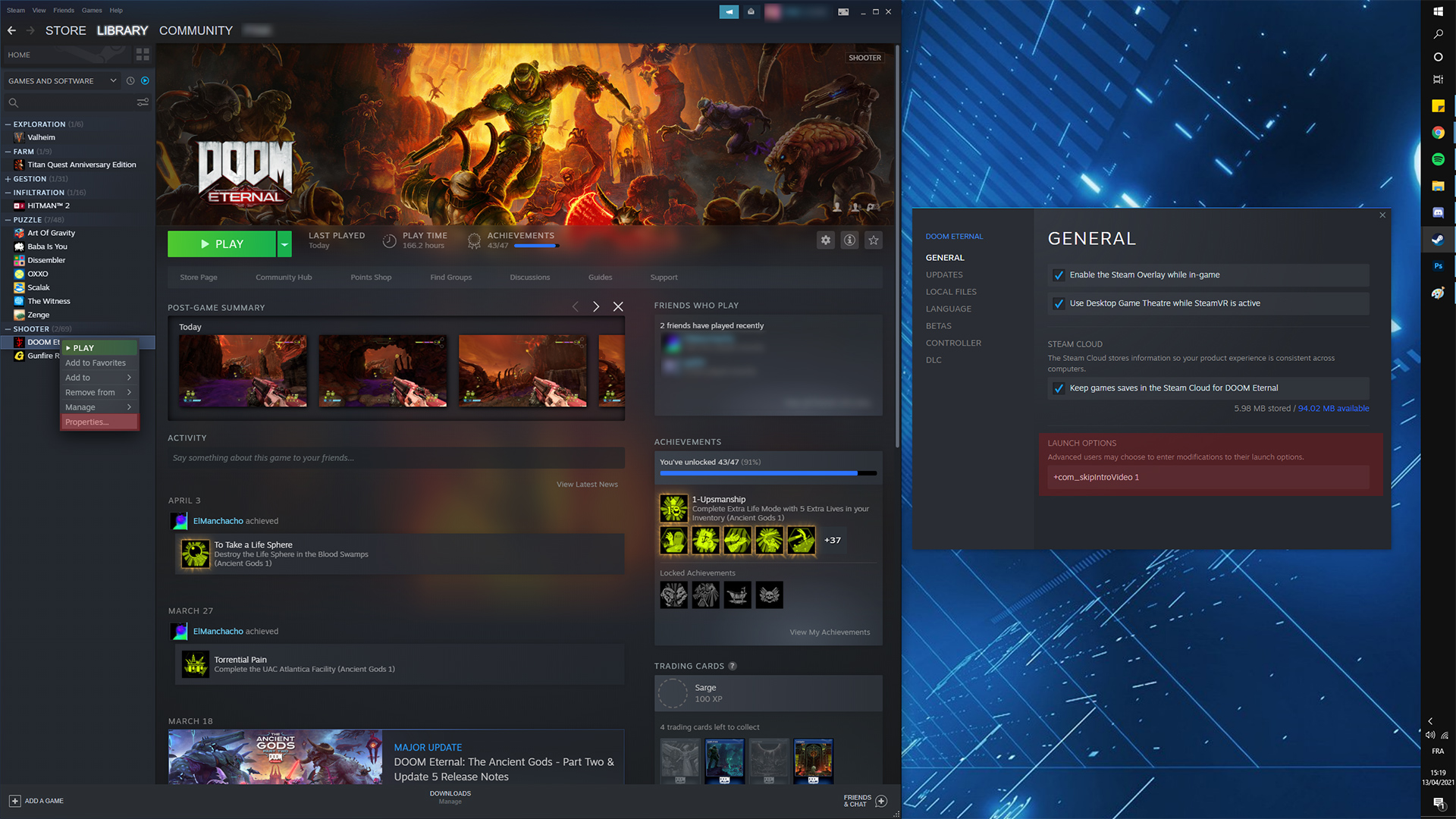 Doom Eternal - options de lancement Steam